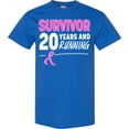 thumbnail image 3 of Inktastic Breast Cancer Survivor 20 Years and Running with Pink Ribbon T-Shirt, 3 of 5