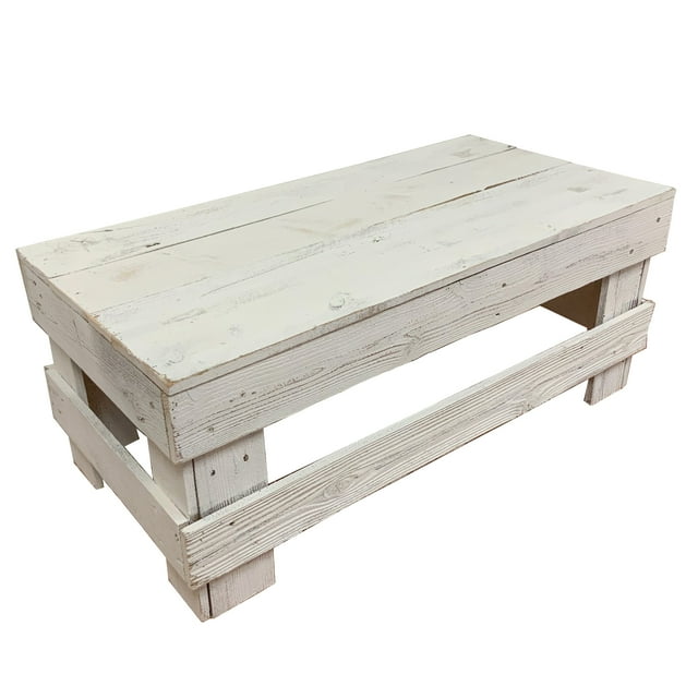 del Hutson Natural Barnwood Rustic Farmhouse Coffee Table, White