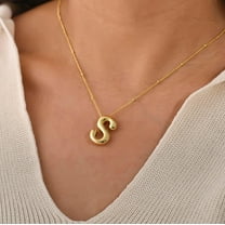Bubble Letter Necklace Gold Balloon Initial Pendant Necklace Dainty Zirconia Alphabet Name Necklace For Women Birthday Jewelry Gifts[o1731]