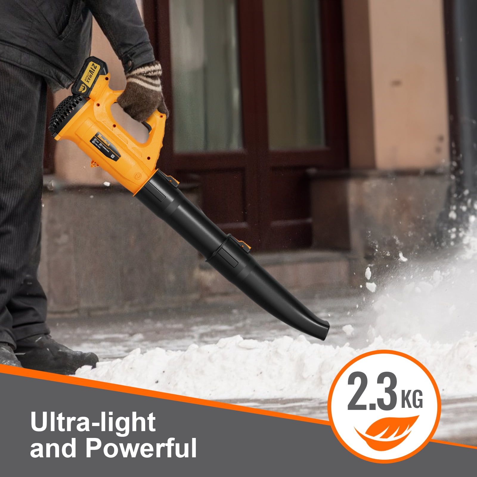 BEEDECK Cordless Leaf Blower - 450 CFM 250 MPH 6-Speed Electric with 21V 4.0Ah Lithium Blower, Lightweight Leaf Blower