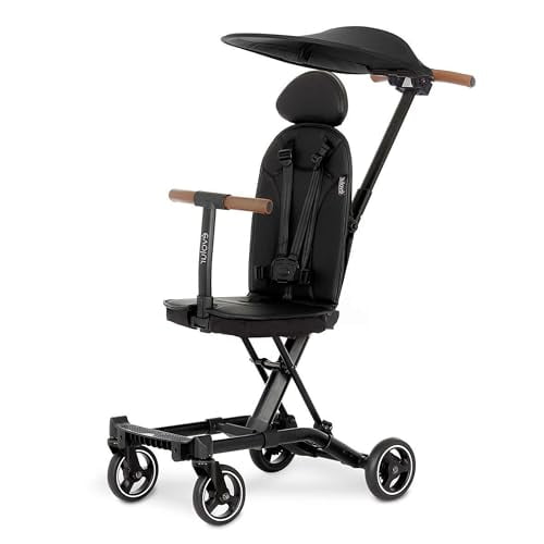 Evolur Cruise Rider Stroller with Canopy, Lightweight Umbrella Stroller with Compact Fold, Easy to Carry Travel Stroller - Noir Black