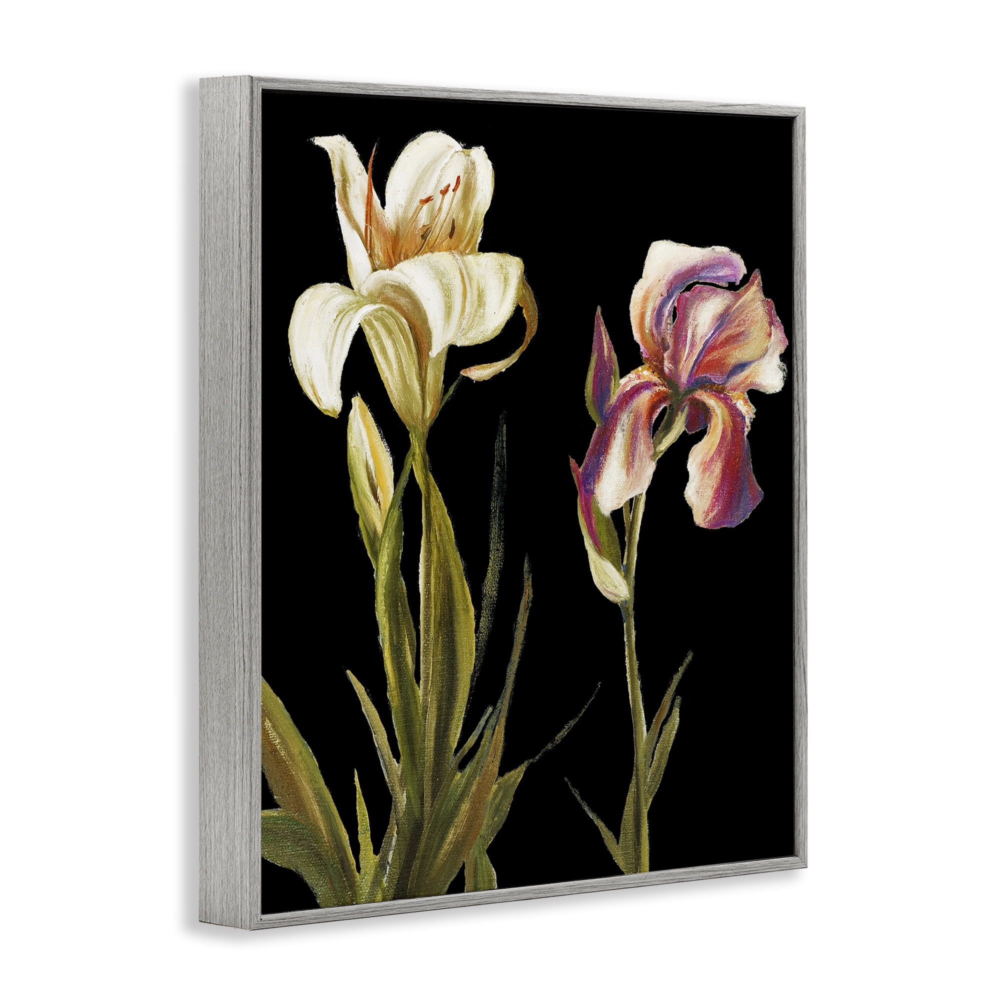 Stupell Industries Alluring Iris Blooms Botanical & Floral Painting Gray Framed Art Print Wall Art, 24 x 30