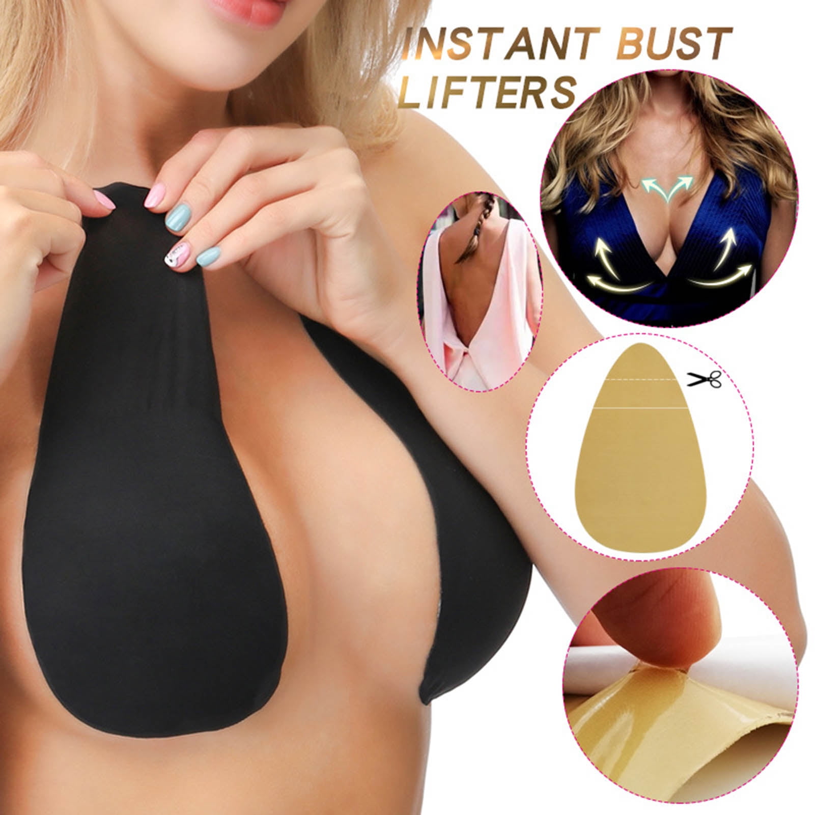 Honrane 1Pair Breast Lift Tape Push Up Self Adhesive Silicone