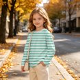 thumbnail image 4 of Jalioing Long Sleeve Striped T Shirt for Girls Fashion Cute Crew Neck Tee Shirt Spring Fall Casual Basic Tops 3-14 Years, 4 of 9