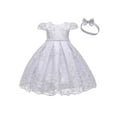 thumbnail image 1 of FOCUSNORM Robe Princesse en Maille pour Petites Filles Bordure en Dentelle Jupe Formelle + Couvre-Chef, 1 of 3