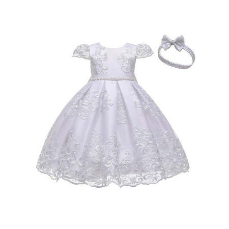 

Kids Girls Flower Princess Dress Birthday Bridesmaid Party Pageant Formal Lace Long Dresses + Headwear 0-7T