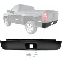 Kojem Steel Rear Roll Pan Bumper W/ License Light Compatible With 2007-2013 Silverado 1500 Fleetside Bed Truck Black