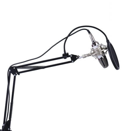 Professional Mic Stand Professional Broadcasting Studio Recording Condenser Microphone Mic Kit with Shock Mount Adjustable Suspension Scissor Arm Stand Mounting Clamp Pop Filter ()