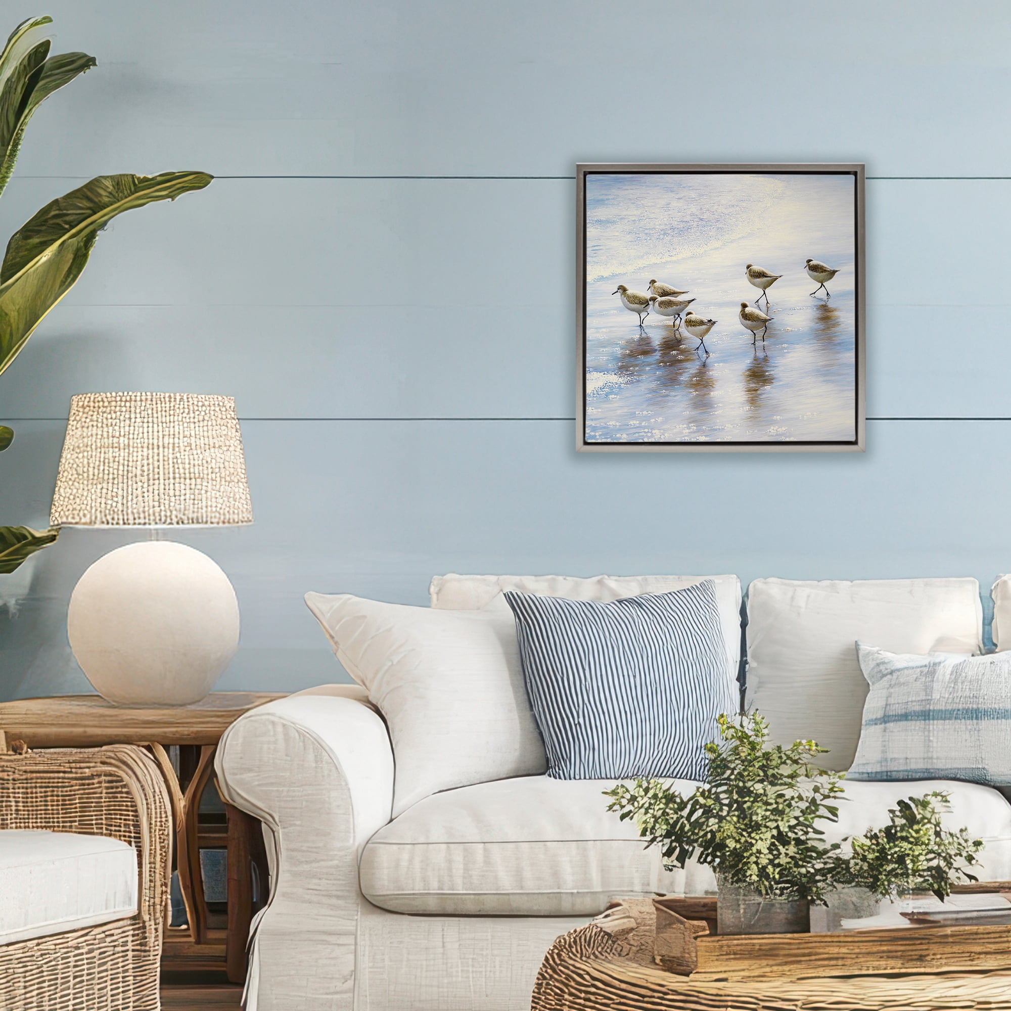 Stupell Industries Sand Dancers on Shore Gray Framed Floater Canvas Wall Art, design by Bruce Nawrocke