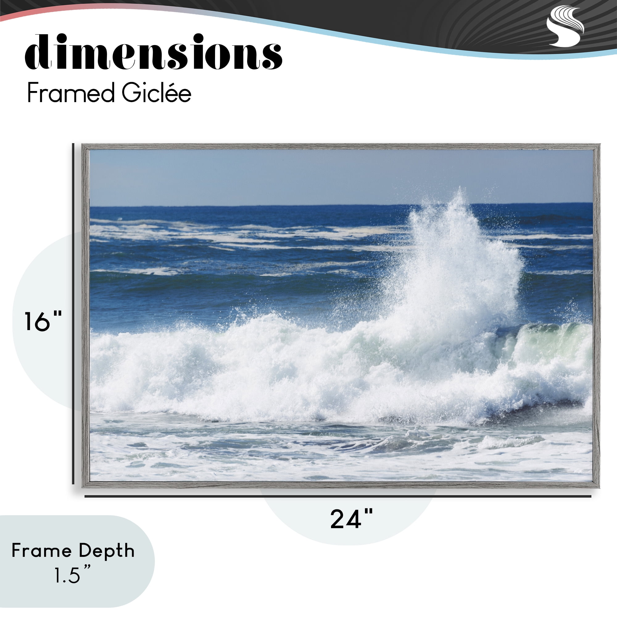Stupell Industries Crashing Waves Splash Gray Framed Giclee Art, design by JLM Photographs