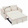 thumbnail image 6 of 55.51 inch versatile foldable sofa bed in 3 lengths, modern sofa sofa sofa velvet pull-out bed, adjustable back and with USB port and ashtray and swivel phone stand (Beige), 6 of 8