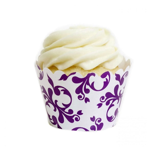 Dress My Cupcake Plum Purple Filigree Cupcake Wrappers, Set of 12