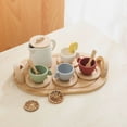thumbnail image 3 of Natural Wood & BPA-Free Silicone Kids' Tea Party Set - Educational Role Play Toy with Colorful Cups, Teapot, Tray, Spoon & Simulated Lemon Slices for Imaginative Afternoon Tea, Fine Motor Skill, 3 of 6
