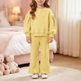 thumbnail image 2 of Linfrsh Toddler Outfits Girls' Set Clothing Baby Spring and Colored Hoodie Flared Pants Two Piece Cotton Set, 2 of 4
