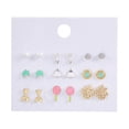 thumbnail image 1 of Pendientes de tuerca de aleación Hipoalergénico Moda para niñas Conjunto de joyas 9 pares Tipo 3 Yuyangstore aretes, 1 of 7