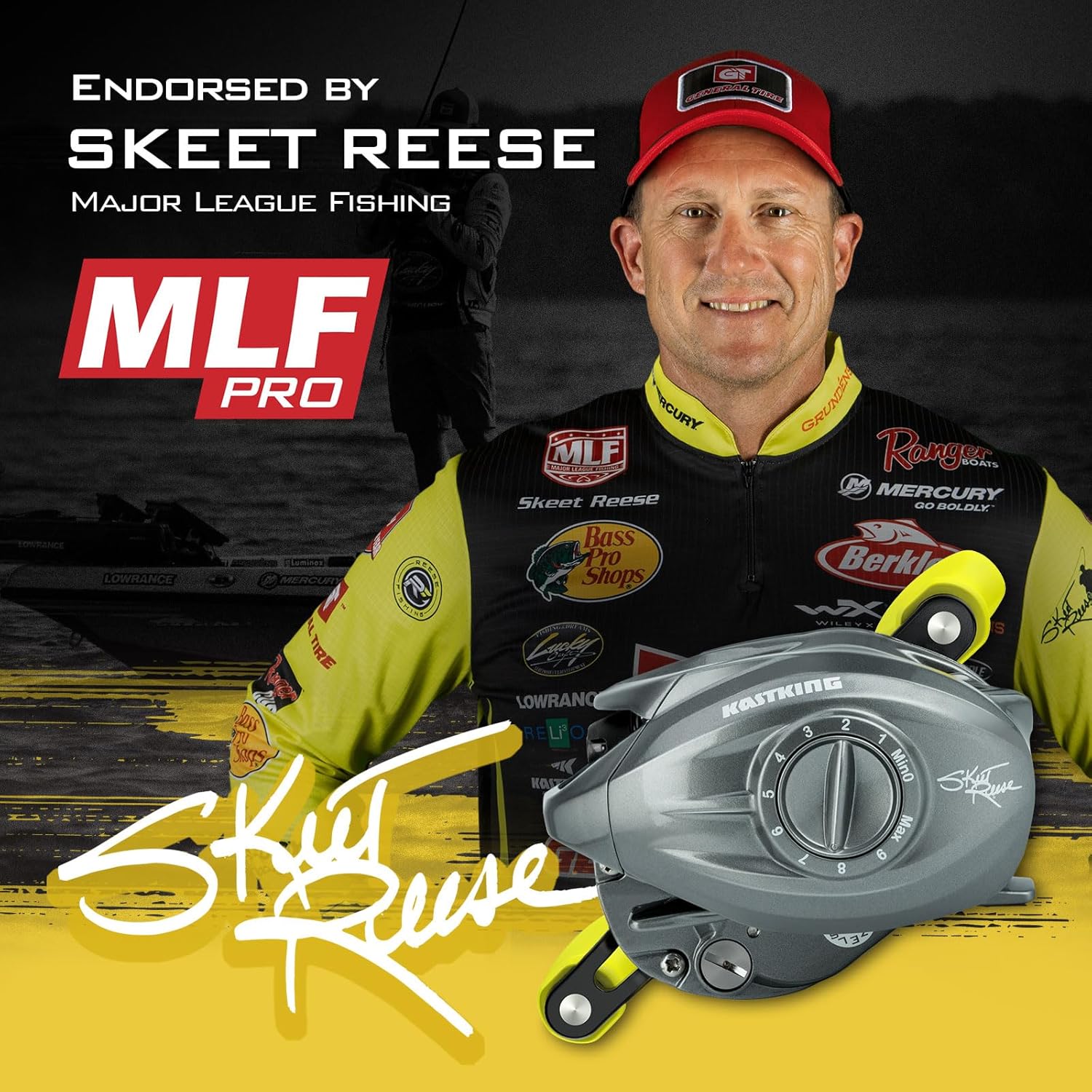 KastKing Skeet Reese Icon Baitcasting Reels - AutoMag Dual Braking System Fishing Reel, 7oz Lightweight Aluminum Frame,17.6 Lb Carbon Drag,11 + 1 Stainless Steel BB,7.2:1 Gear Ratio, TPE Handle Knobs