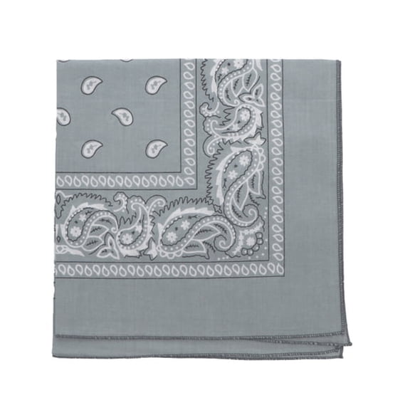 TELOLY Light Grey Paisley Bandana 22-Inch 100% Cotton Handkerchiefs for Women Cotton Bandana
