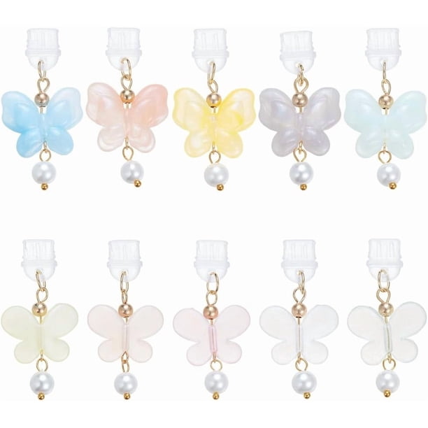 10 tapones antipolvo tipo C de 1,6 pulgadas para móvil con colgantes de mariposa, puerto de carga USB C, protectores y accesorios.