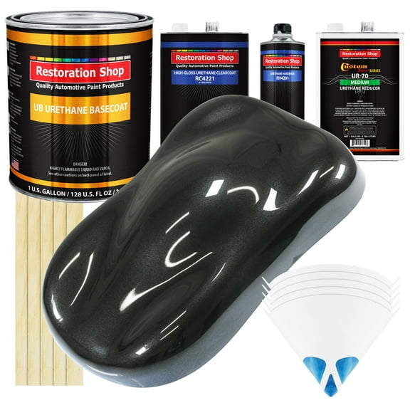Black Metallic Gallon URETHANE BASECOAT CLEARCOAT Car Auto Body Paint Kit
