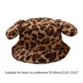 thumbnail image 2 of Kawaii Big Ear Hat Solid Color/ Leopard Print Faux Rabbit Fur Cap Winter Fall Warm Fisherman Cap Trend Bucket Casual Cap, 2 of 20