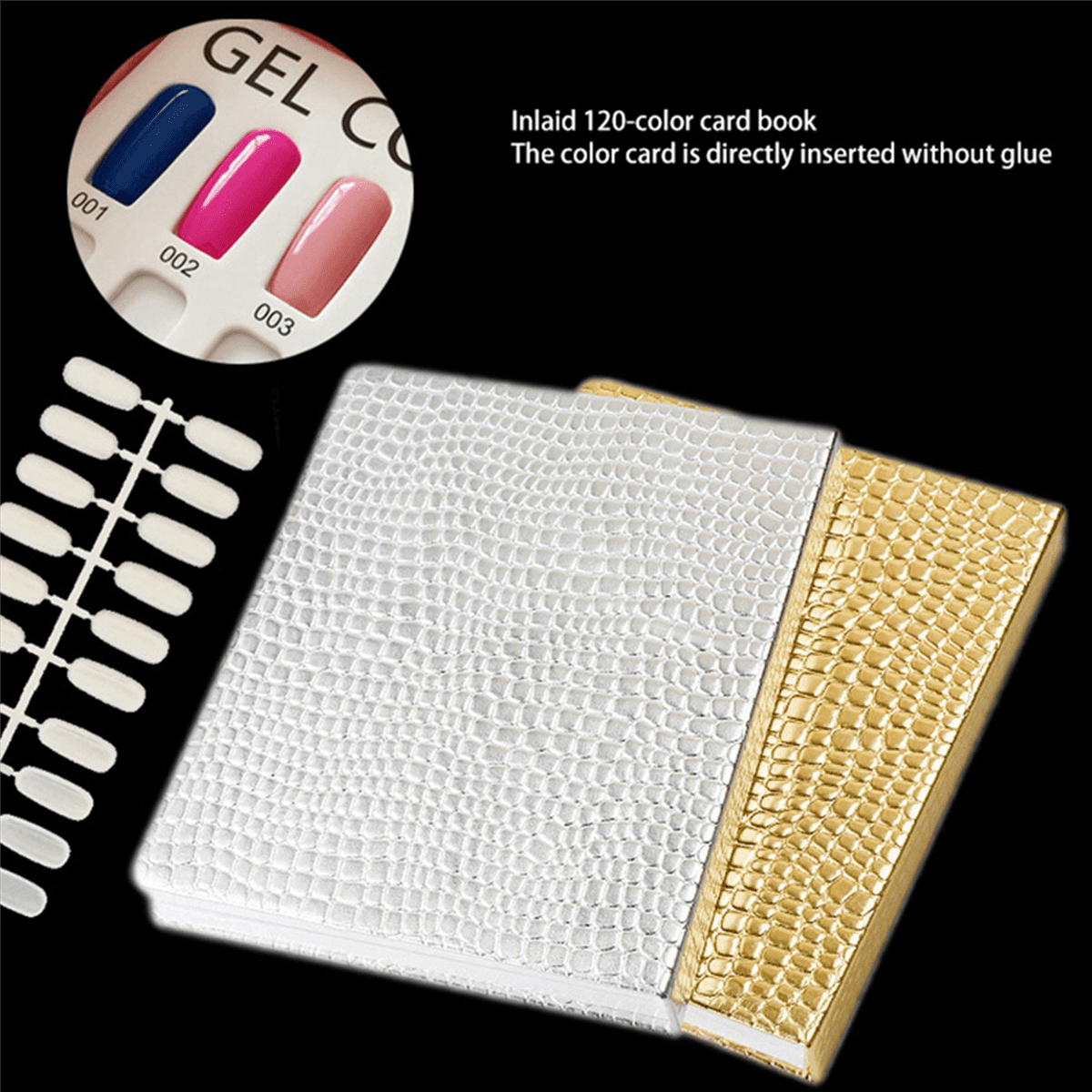 4X 216 Colors Nail Tips Display Book DIY Nail Art Showing Shelf Gel Color Card Chart Painting Display Board Black