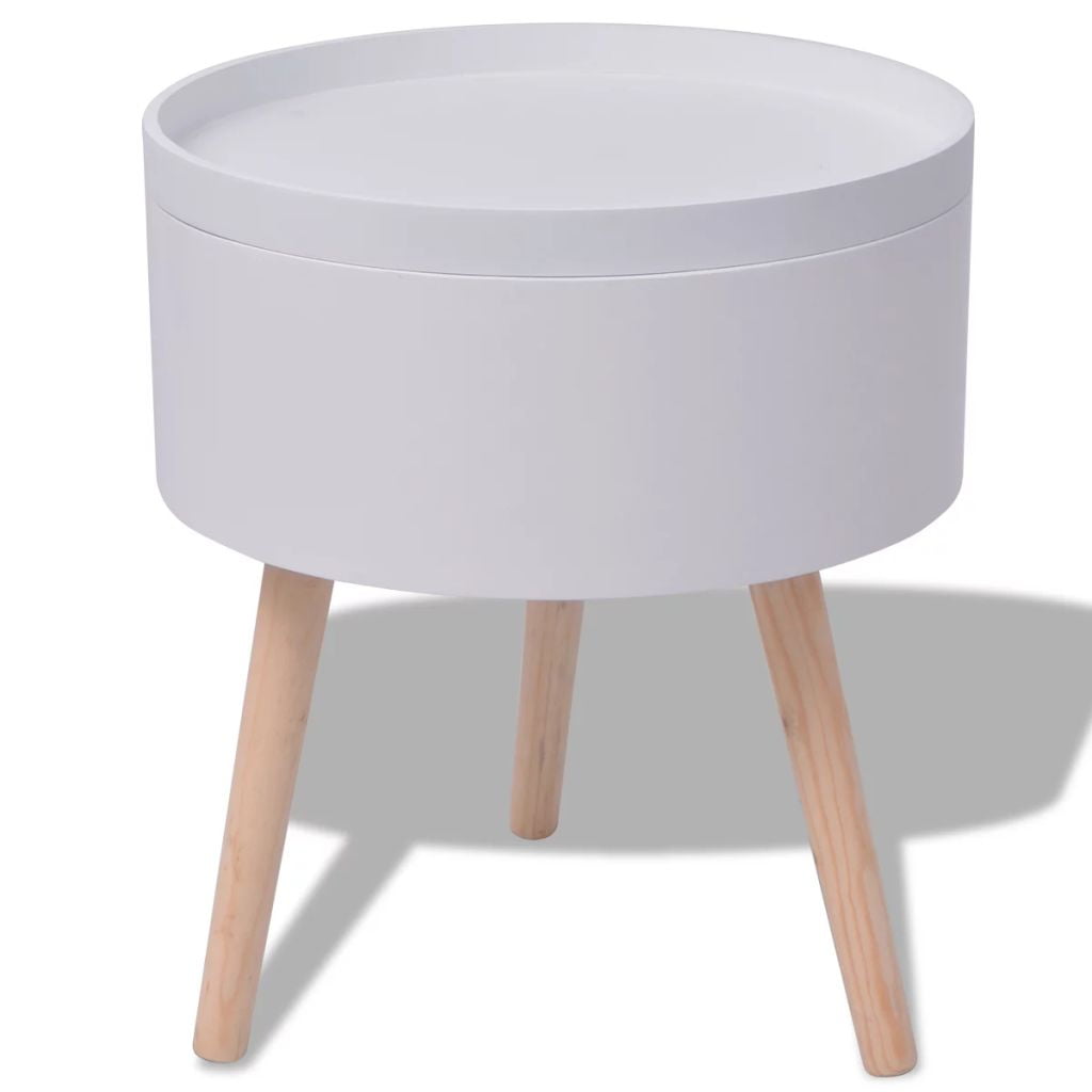 Kepooman 15.6" Modern Round End Sofa Storage Tables with Serving for Bedroom, White