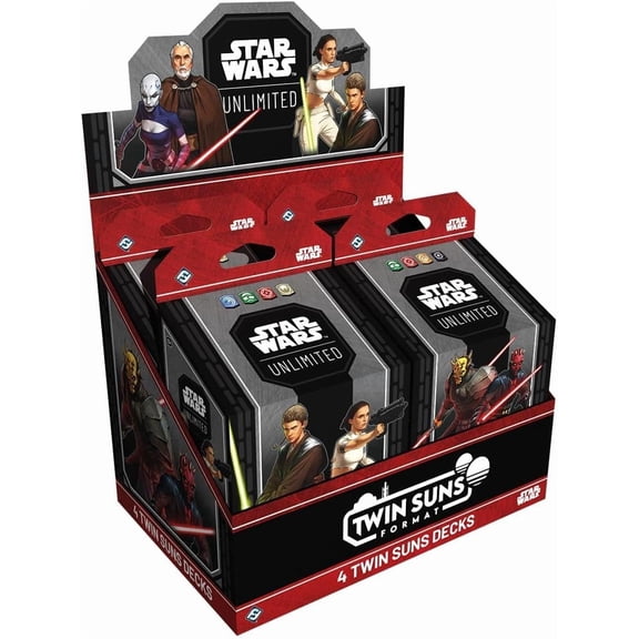 Collectible Star Wars: Unlimited TCG Twin Suns Deck Display - 4 Prebuilt 80-Card Multiplayer Decks, Clone Wars Leaders, Legendary Cards & Exclusive Content, Ages 12+, 2+ Players, 20 Min Playtime