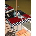thumbnail image 2 of Outdoor Tablecloths with Umbrella Hole & Zipper, Red Black Chef 54x54 Inch Square Tablecloths, Cartoon Cute Watercolor Cooking Checkered Waterproof Table Cloth, Patio/Pool/Picnic Table Covers, 2 of 8