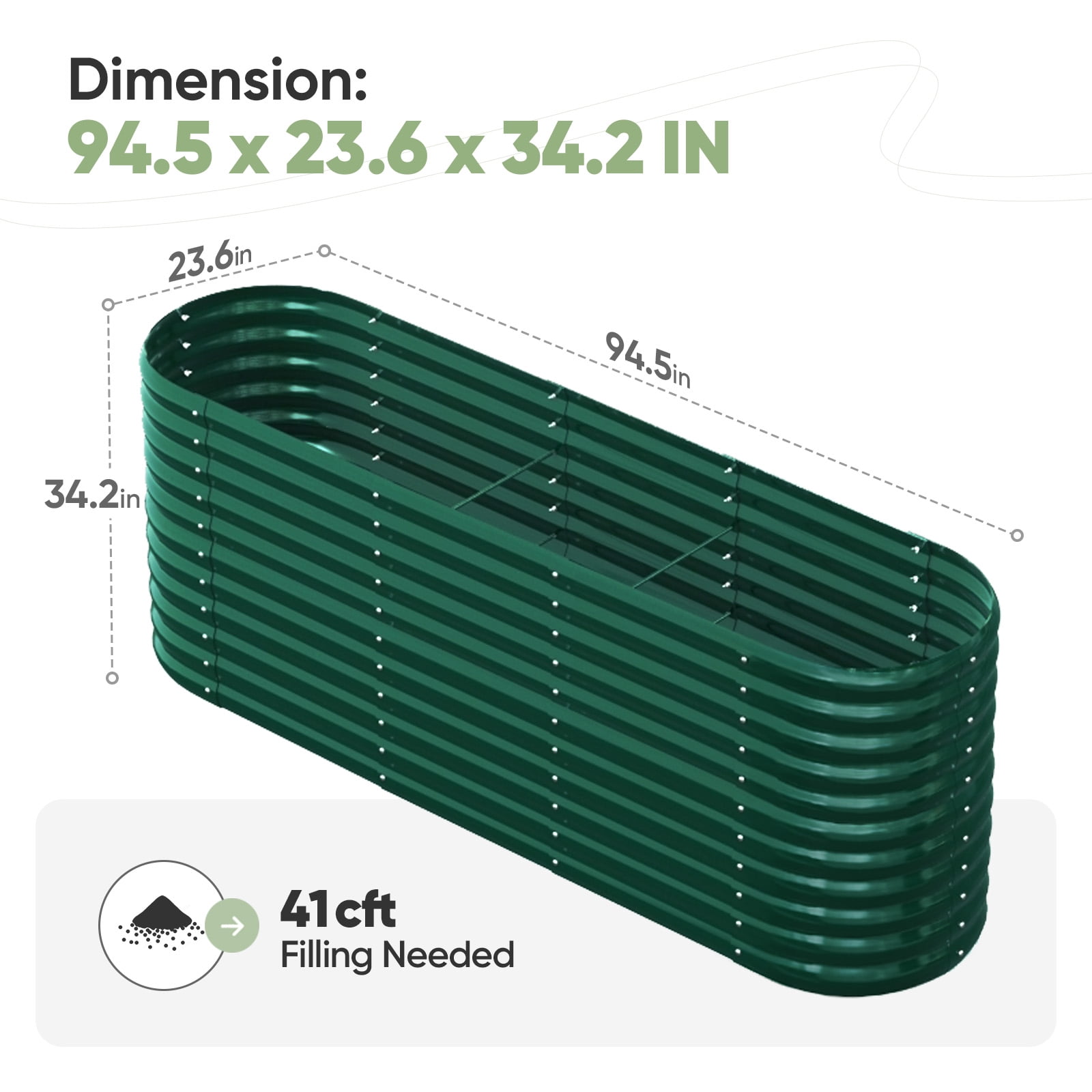 KING BIRD 8x2x3 ft Raised Garden Bed 12 in 1 Galvanized Steel Metal Planter Garden Box Outdoor for Gardening, Vegetables, Flowers, Dark Green