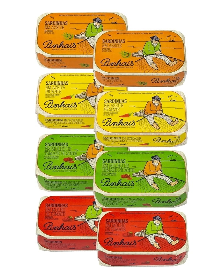 Pinhais Sardines from Portugal (Variety Pack of 8)