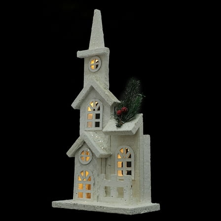 Uonlytech 1Pcs Christmas House Decor Table White Wood Luminous Family Display