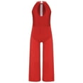 thumbnail image 3 of iiniim One Piece Rompers Overall for Girls Rhinestones Dance Bodysuit Disco Party Wide Leg Pants Playsuit Red 8, 3 of 4