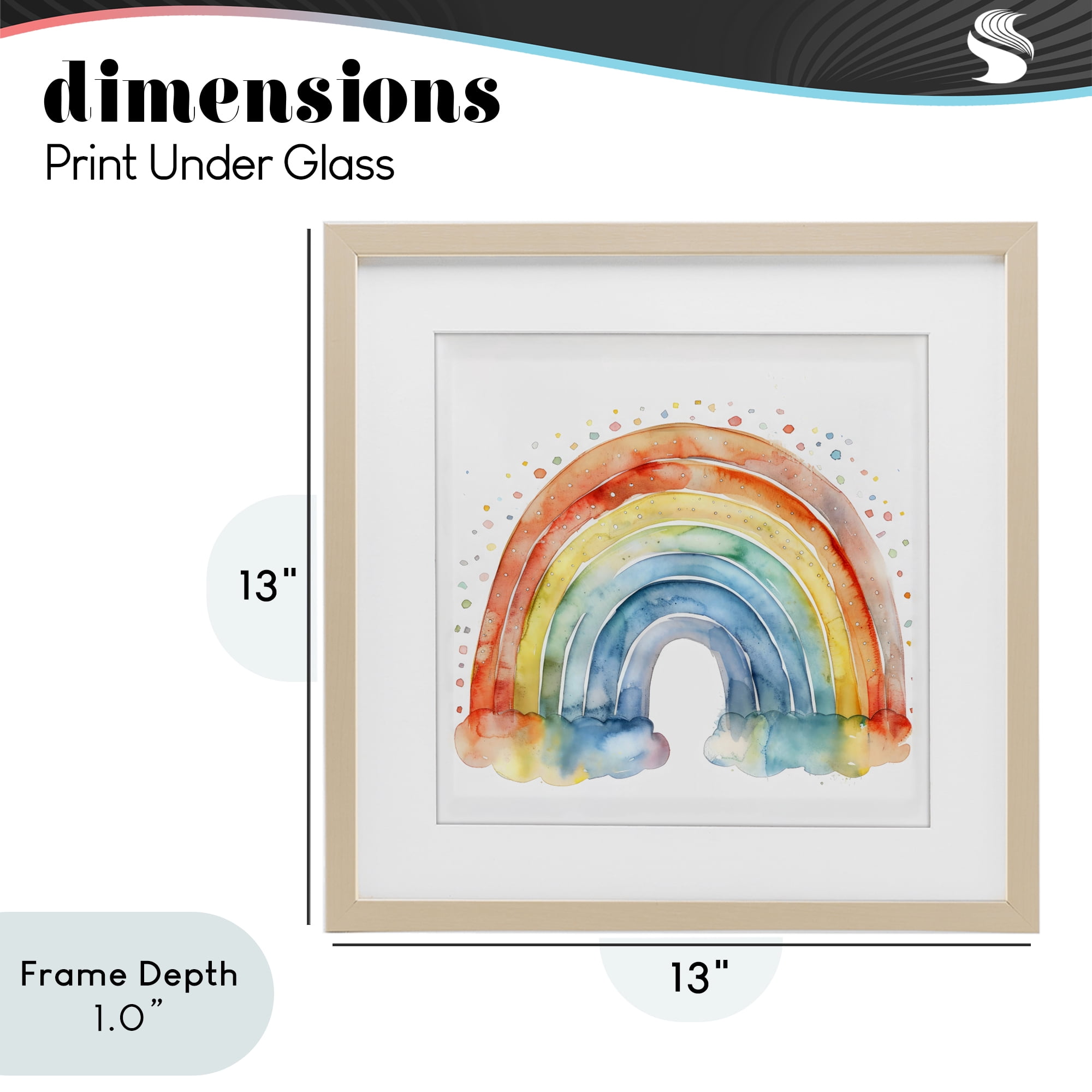 Stupell Industries Colored Rainbow Clouds Birch Framed Print Under Glass, design by Creative Studio