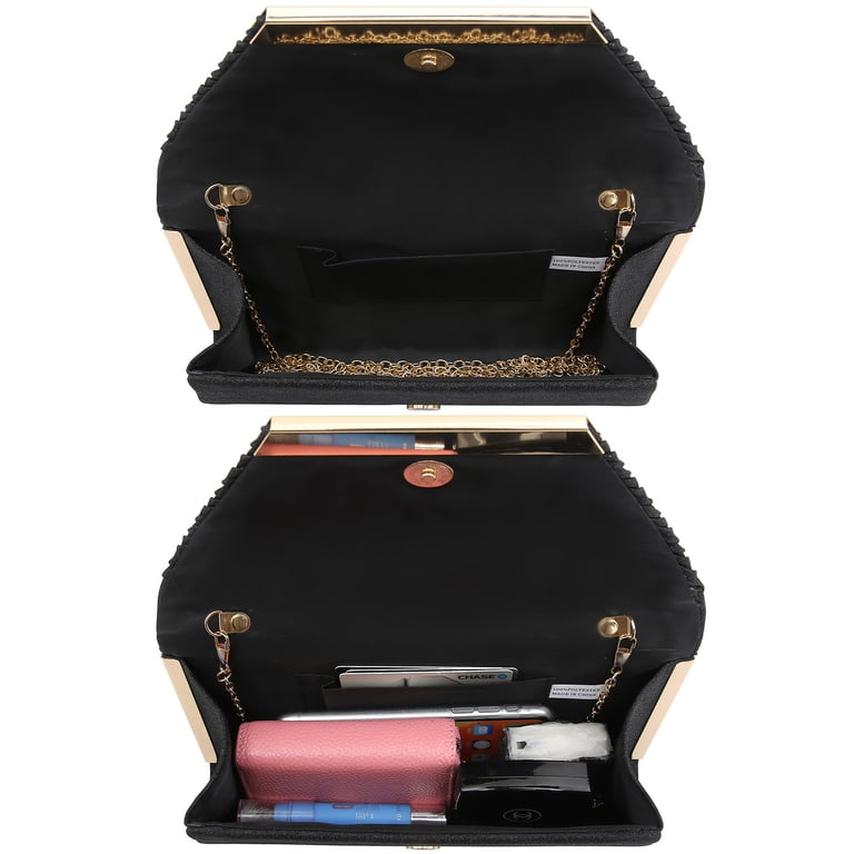 Dasein Glitter Clutch, Black Polyester Evening Bag photo 5