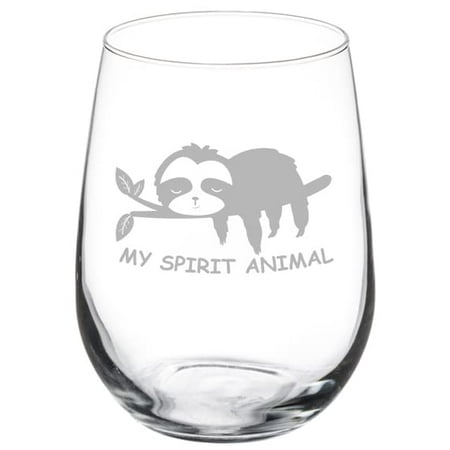 

Wine Glass Goblet Wine Sloth My Spirit Animal Funny (17 oz Stemless)