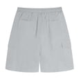 thumbnail image 4 of Angala Boys Shorts Solid Elastic Waist Cargo Shorts Summer Lightweight Relaxed Fit Dailywear Boys Shorts Size 13-14 Years Light Gray, 4 of 9