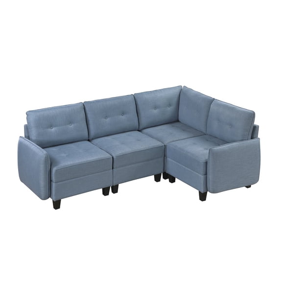Lexicon Garren Textured 4-Piece Sectional with Storage in Blue