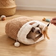 thumbnail image 4 of Winter Warm Plush Cat Sleeping Bag, 360° Wrap Cat Cave Bed Snuggle Sack, 2-in-1 Soft Fluffy Cat Hideaway Nest with Play Ball, Cozy Pet Bed for Indoor Cats, Kittens, 4 of 6