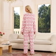 thumbnail image 6 of HEARTNICE Womens Pajama Sets Y2K Print, Long Sleeve Button-Down Pajamas Set for Women Soft Knit Loungewear(ROSE PINK MONKEY PRINT, 2XL), 6 of 7