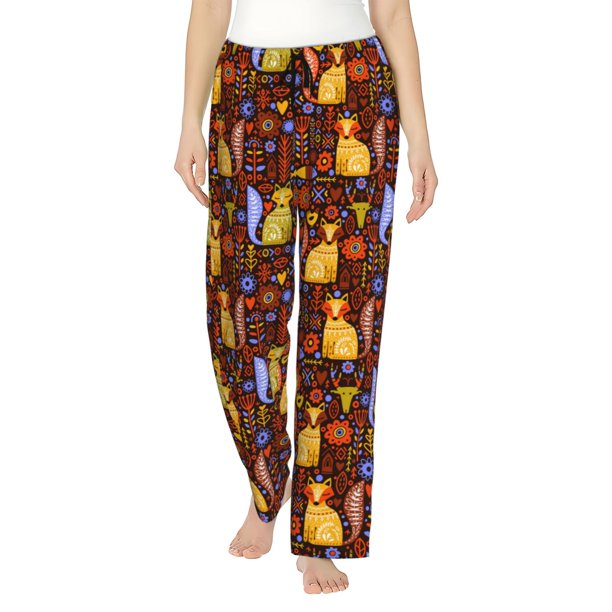 Balery colorful fox Pantalones de pijama para mujer, pijamas ultraligeros, pantalones de estar por casa-Medium