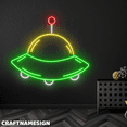 thumbnail image 2 of Craftnamesign UFO Neon Sign, UFO Spaceship Wall Art, Kids Room Led Light Wall Decor, 2 of 5