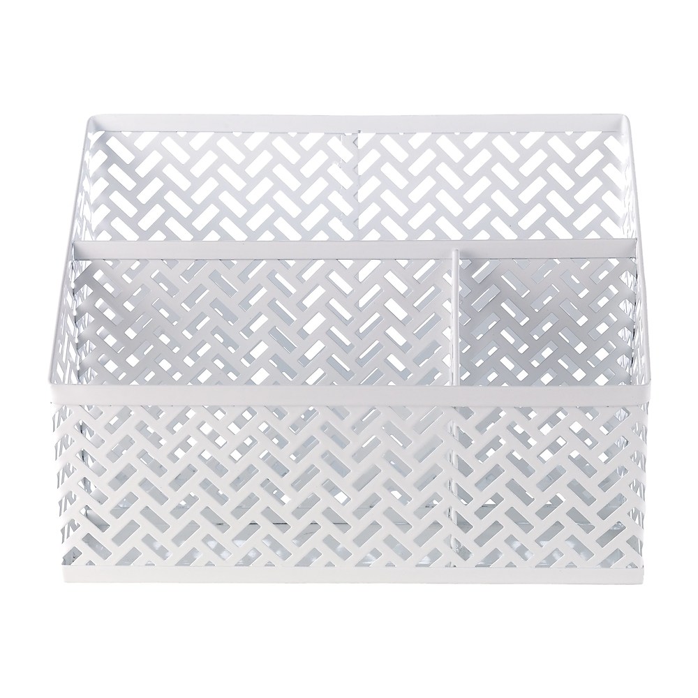 Staples 1116754 Metal Desk Organizer White Zigzag 26850 Office Supplies Desk Accessories Workspace Organizers