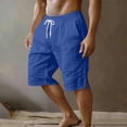 thumbnail image 2 of lcziwo Mens Gym Shorts with Pockets Classic Fit Outdoor Elastic Waist Hiking Shorts Cotton Linen Camping Fishing Travel Drawstring Chino Short Blue XXL, 2 of 8