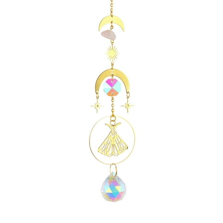 

VAKIND Crystal Wind Chime Prisms Light Catcher Metal Home Garden Ornament (Moth B)