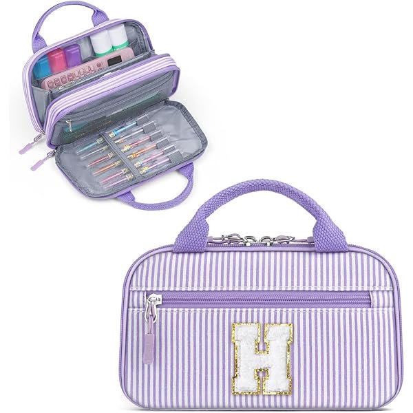 wonima02 Pencil Case for Girls, Cute Pencil Pouch Pen Case, Large Capacity Aesthetic School Supplies for Teen Girls, Purple H
