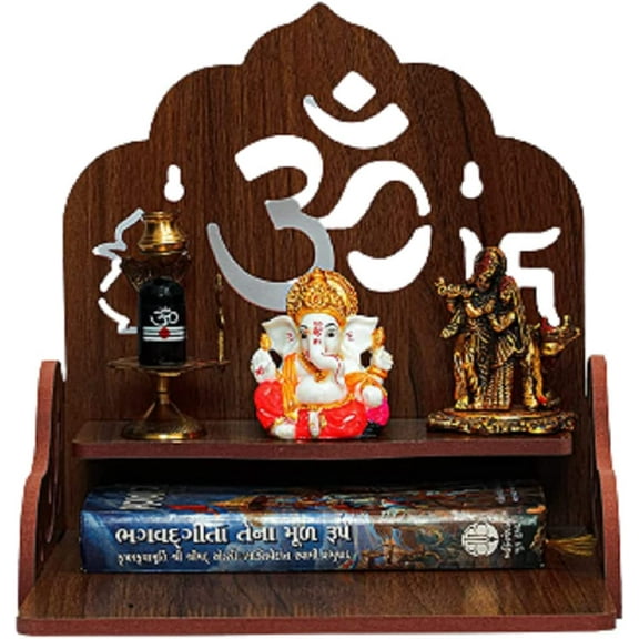 Wooden Temple Home Office Mandir Pooja Ghar For Decor Handcrafted Puja Art Indian Hindu Decoration Puja Home/Office Bhagwan Singhasan By SEASOL, Dark Brown