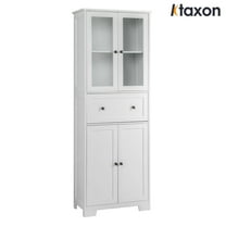 Ktaxon 64" Tall Bathroom Storage Cabinet, Kitchen Pantry, Sideboard Buffet Cabinet Cupboard Wooden with 2 Doors and Adjustable Shelves for Bathroom Kitchen, White