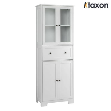 Tall White Cabinet Tall Storage Cabinet with Door White Bathroom Tower ...