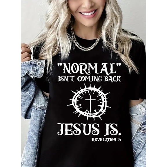 Women Christian T-Shirt Bible Verse and Cross Graphic Shirt Casual Crew Neck Top