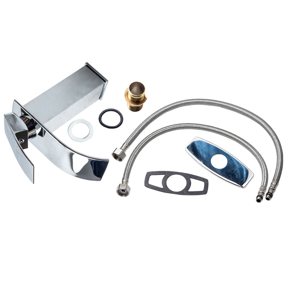 BFO Bathroom Waterfall Basin Sink Faucet Brushed Nickel Mixer Tap with Cover Plate